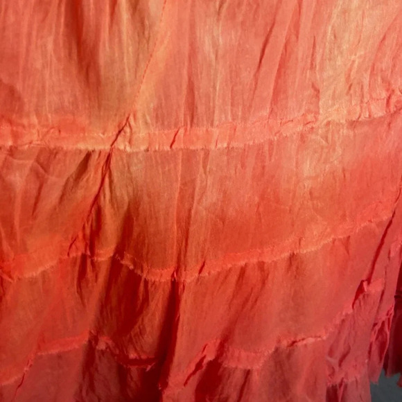 Jackpot Orange Ombre Dyed Tiered Boho Festival Maxi Skirt - Picture 5 of 10